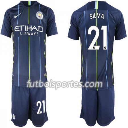 Camisetas Manchester City David Silva 21 Niño Segunda Equipacion 2018/2019